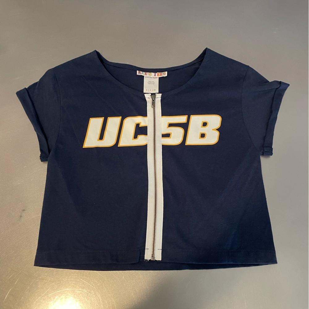 University of Santa Barbara zip front short sleeve T-shirt